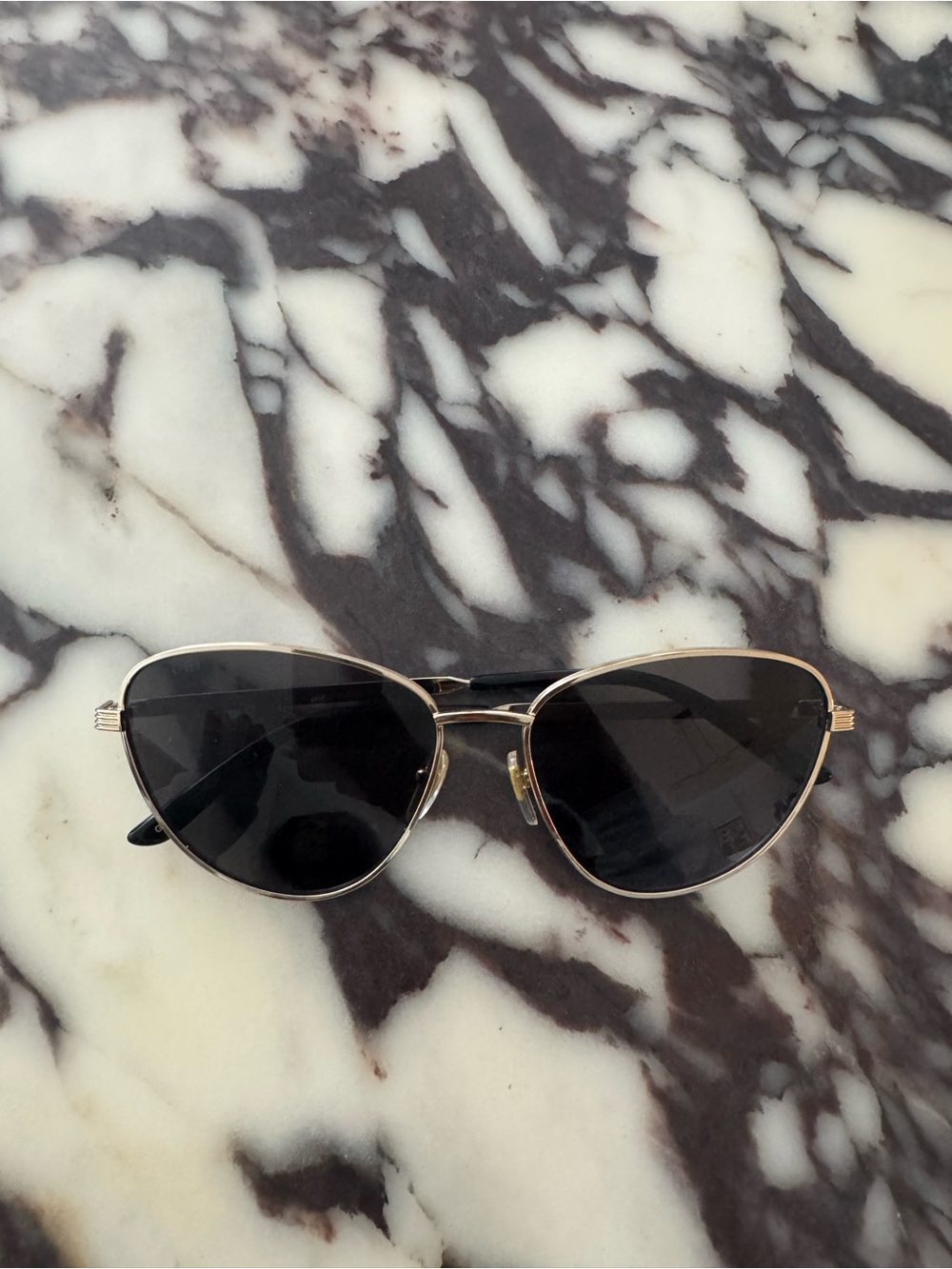 Gucci Gold Metal Cat-Eye Sunglasses with Dark Gray Lenses